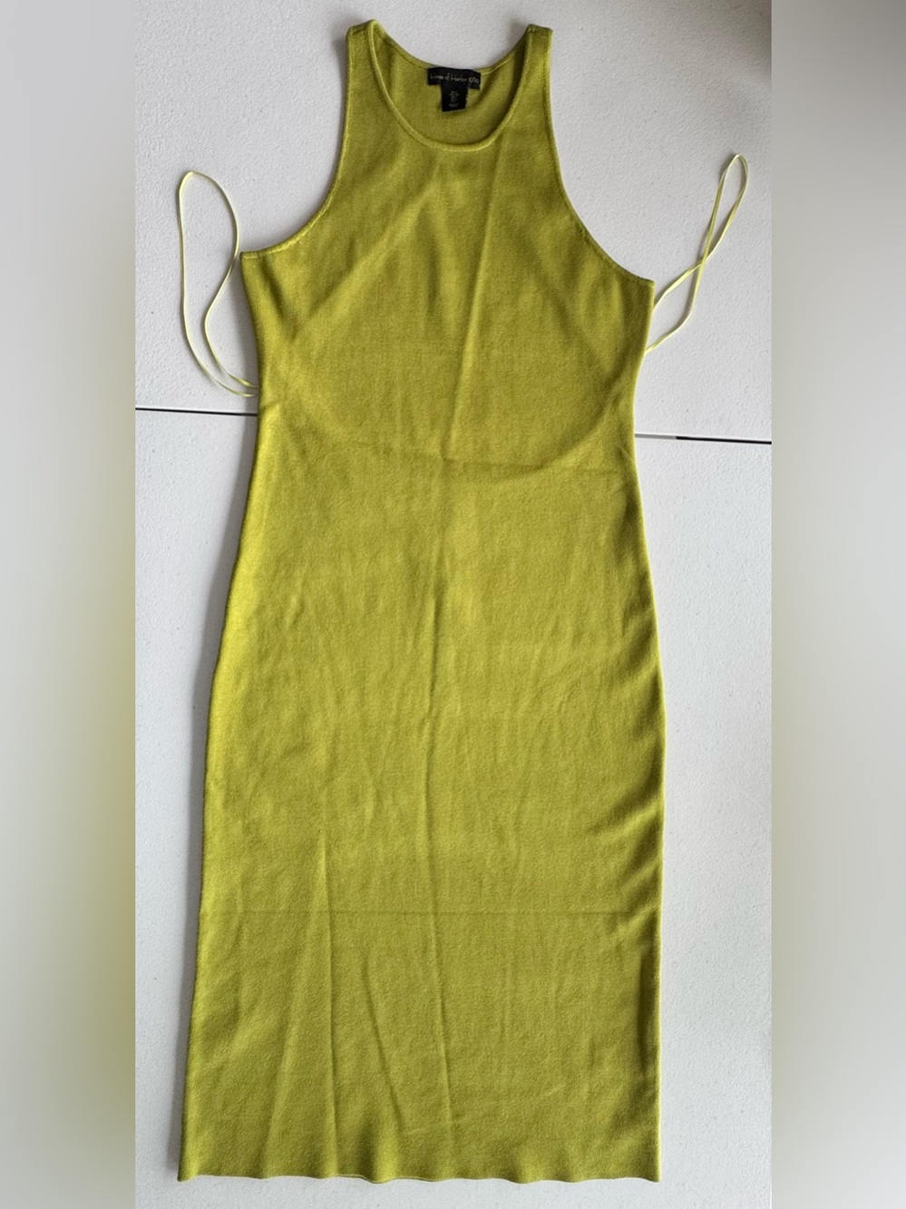 House of Harlow 1960 Chartreuse Open Back Knit Maxi Bodycon Dress Size Large